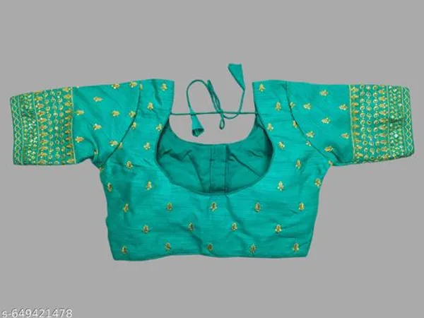 Solid_Round_Neck_Readymade_Blouse_Design_Women_Blouses_New_2025