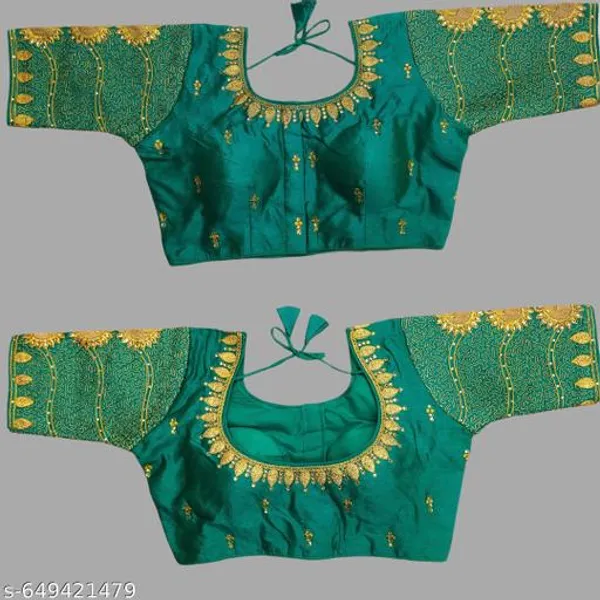 Solid_Round_Neck_Readymade_Blouse_Design_Women_Blouses_New_2025