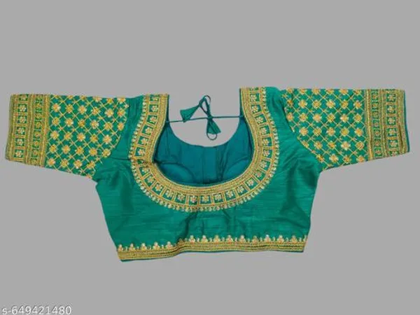 Solid_Round_Neck_Readymade_Blouse_Design_Women_Blouses_New_2025