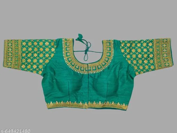 Solid_Round_Neck_Readymade_Blouse_Design_Women_Blouses_New_2025