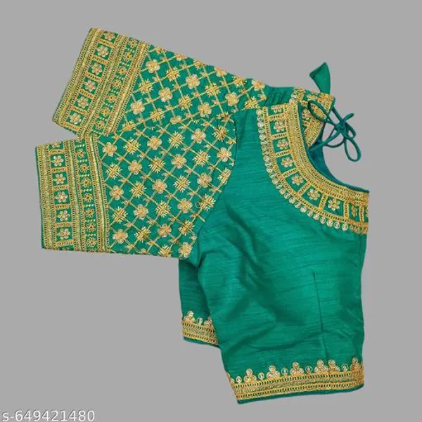 Solid_Round_Neck_Readymade_Blouse_Design_Women_Blouses_New_2025