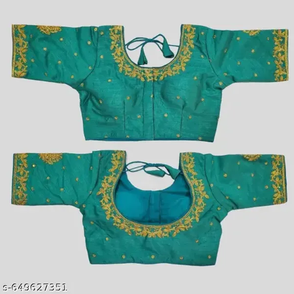 Solid_Round_Neck_Readymade_Blouse_Design_Women_Blouses_New_2025