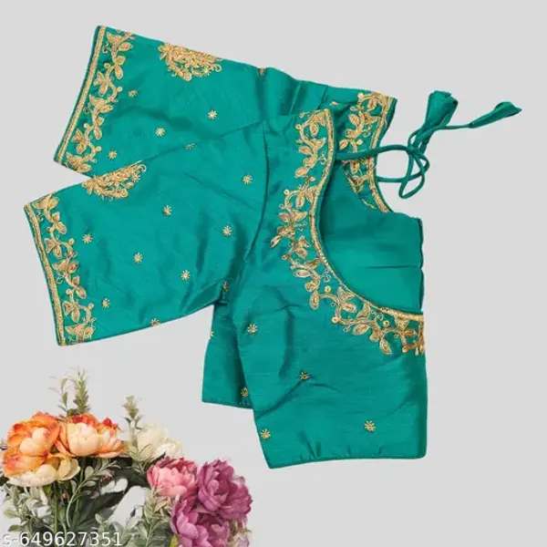 Solid_Round_Neck_Readymade_Blouse_Design_Women_Blouses_New_2025