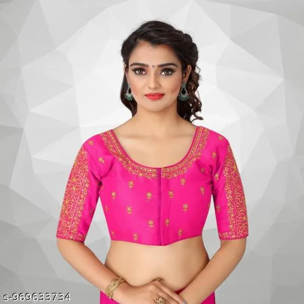 Latest_Work_Design_Half_Sleeve_Blouse_Embroidery_Work_Design_Blouse_For_Womens_Readymade_Blouse