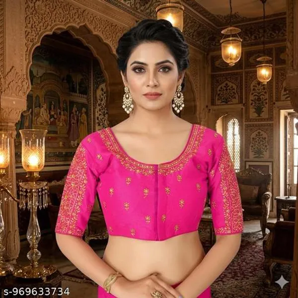 Latest_Work_Design_Half_Sleeve_Blouse_Embroidery_Work_Design_Blouse_For_Womens_Readymade_Blouse