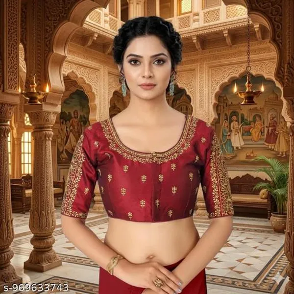 Latest_Work_Design_Half_Sleeve_Blouse_Embroidery_Work_Design_Blouse_For_Womens_Readymade_Blouse