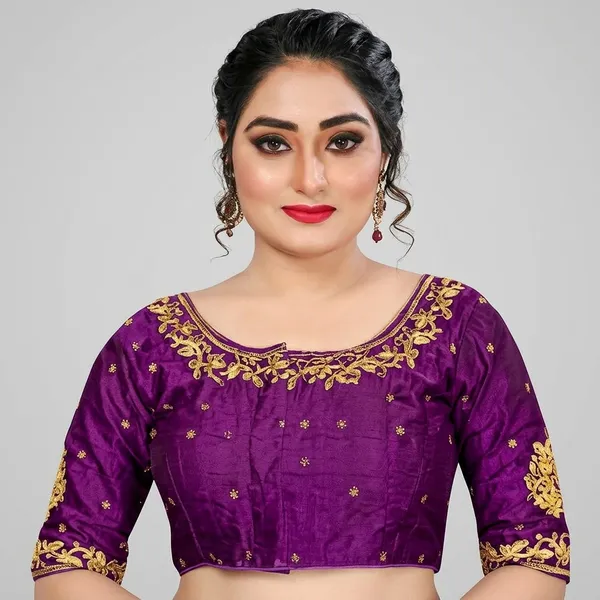 Purple_Silk_Embroidered_Padded_Blouse_For_Women