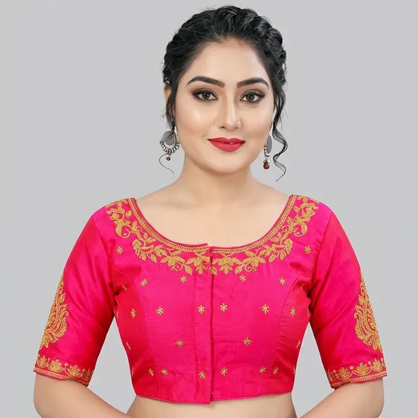 Pink_Silk_Embroidered_Padded_Blouse_For_Women
