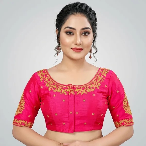 Pink_Silk_Embroidered_Padded_Blouse_For_Women