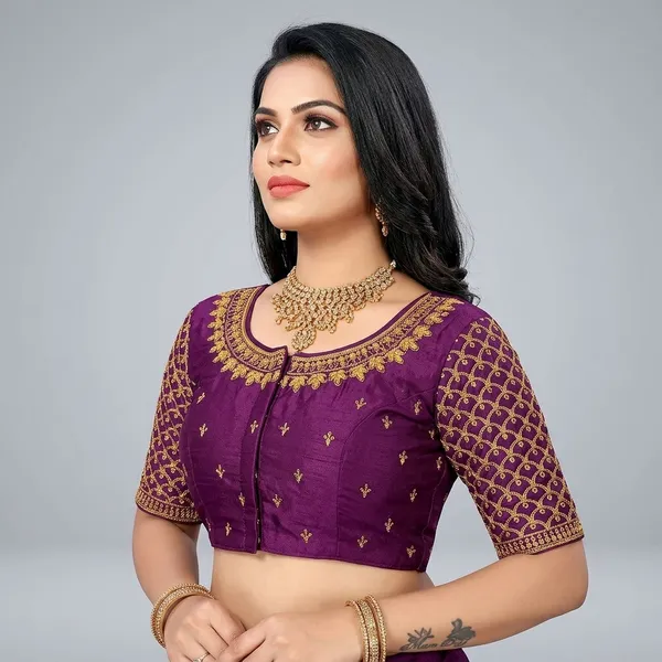 Purple_Silk_Embroidered_Crop_Blouse_For_Women