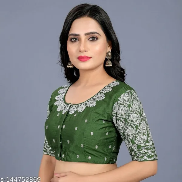 Green_Silk_Embroidered_Padded_Blouse_For_Women