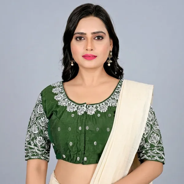 Green_Silk_Embroidered_Padded_Blouse_For_Women