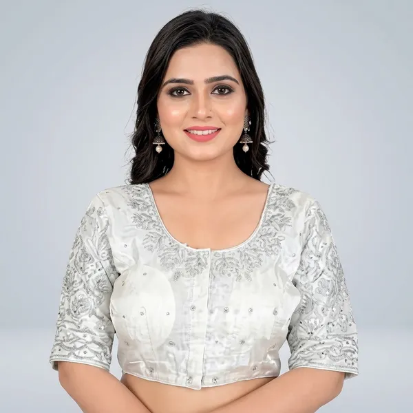 White_Silk_Embroidered_Padded_Blouse_For_Women