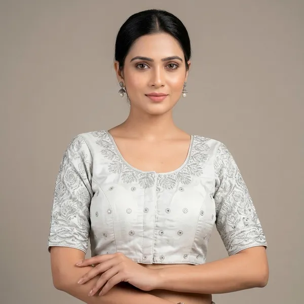 White_Silk_Embroidered_Padded_Blouse_For_Women