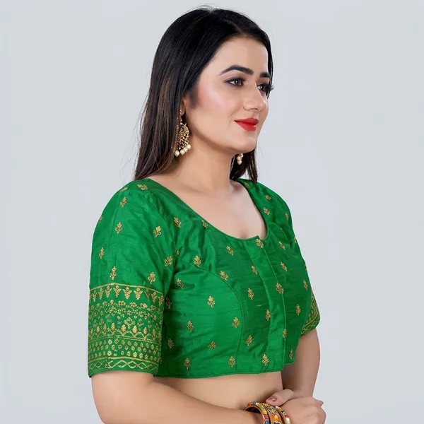 Green_Silk_Front_Open_Padded_Blouse_For_Women