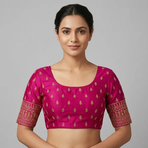 Pink_Silk_Padded_Blouse_For_Women