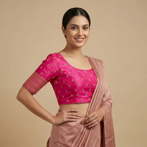 Pink_Silk_Padded_Blouse_For_Women