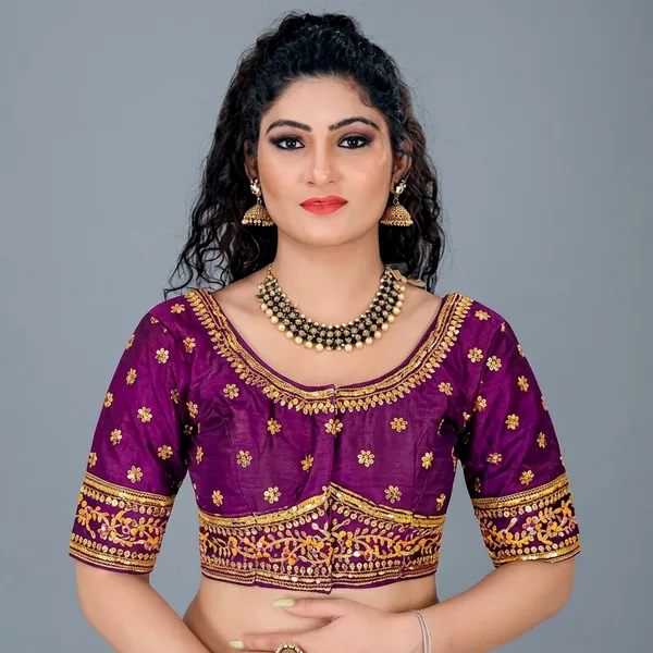 Purple_Silk_Deep_Scoop_Neck_Blouse_For_Women