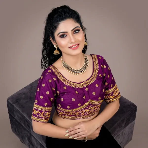 Purple_Silk_Deep_Scoop_Neck_Blouse_For_Women
