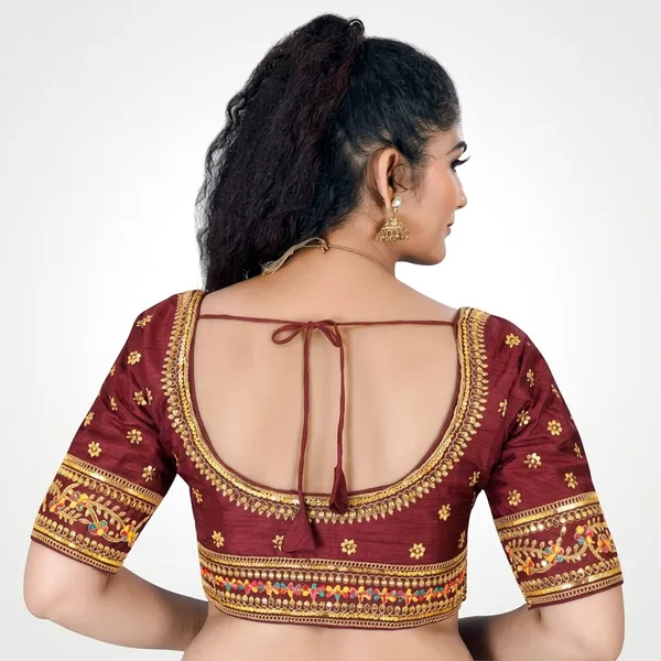 Maroon_Silk_Deep_Scoop_Neck_Blouse_For_Women