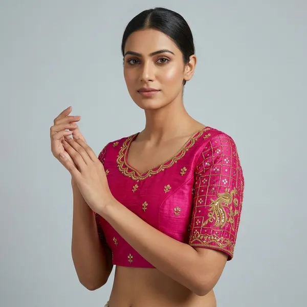 Pink_Silk_Embroidered_Blouse_Piece_For_Women