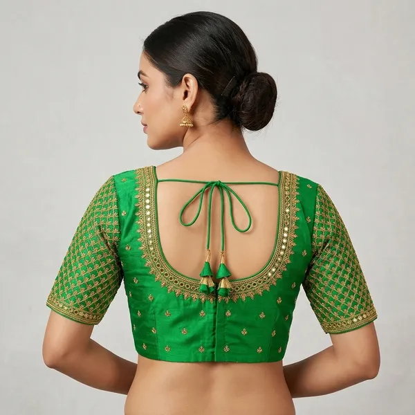 Mint_Green_Silk_Embroidered_Round_Neck_Blouse_For_Women