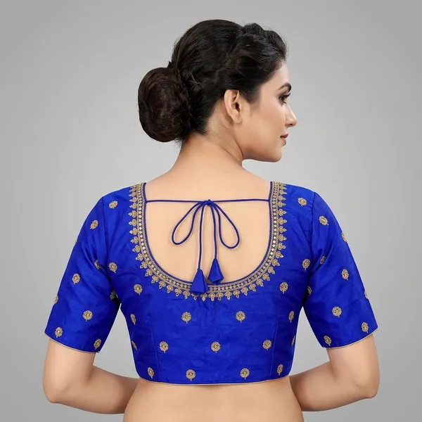 Blue_Silk_Embroidered_Hook_Closure_Blouse_For_Women