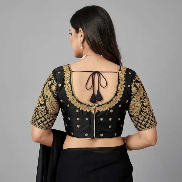 Black_Silk_Embroidered_Padded_Blouse_For_Women