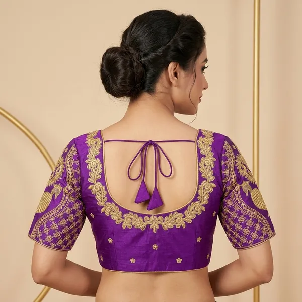 Purple_Silk_Embroidered_Padded_Blouse_For_Women