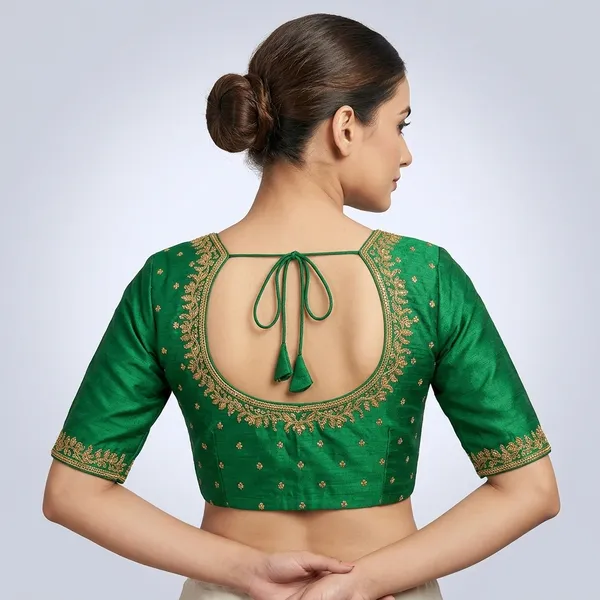 Green_Silk_Embroidered_Padded_Blouse_For_Women