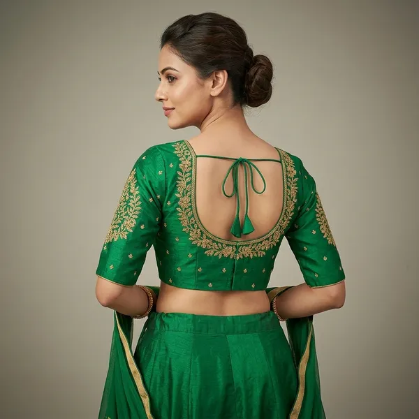 Green_Silk_Embroidered_Padded_Blouse_For_Women