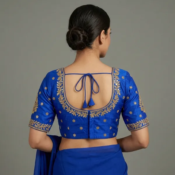 Blue_Silk_Embroidered_Padded_Blouse_For_Women