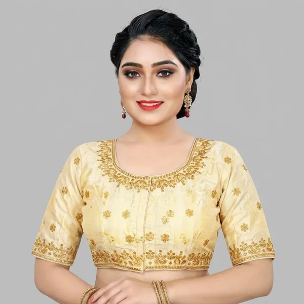 Beige_Silk_Embroidered_Padded_Blouse_For_Women