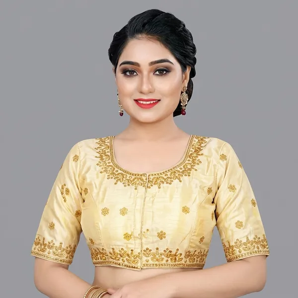 Beige_Silk_Embroidered_Padded_Blouse_For_Women
