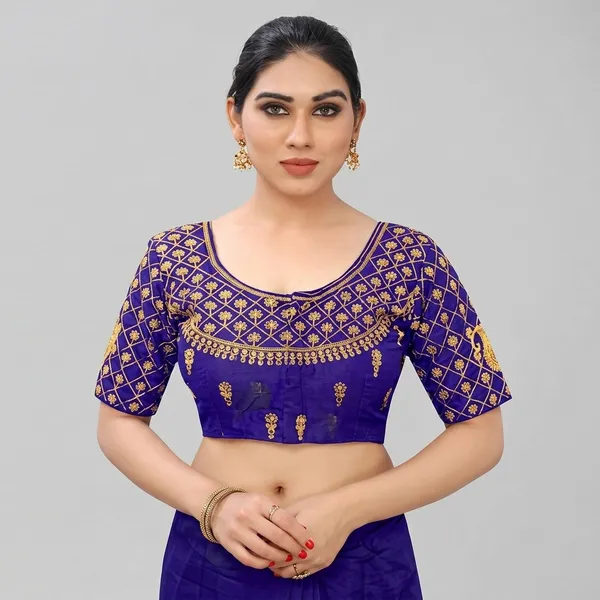 Blue_Silk_Embroidered_Padded_Blouse_For_Women