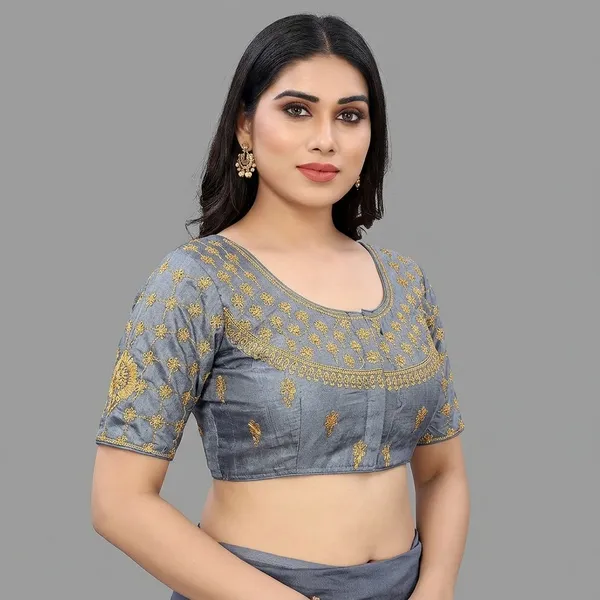 Grey_Silk_Embroidered_Padded_Blouse_For_Women