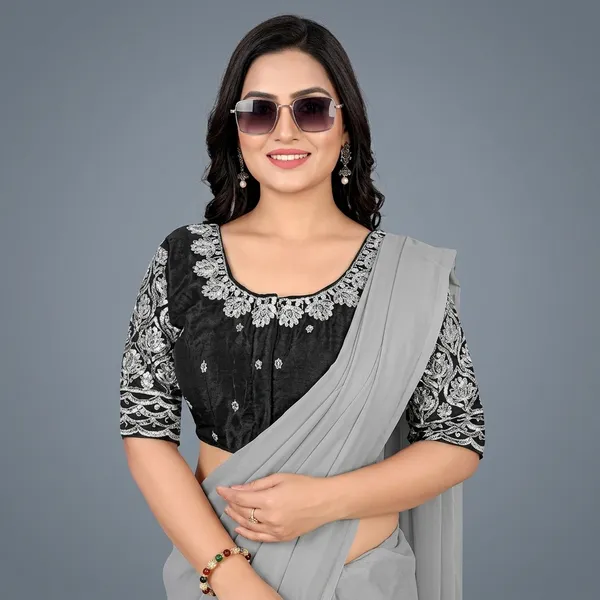 Black_Silk_Embroidery_Padded_Round_Neck_Blouse_For_Women