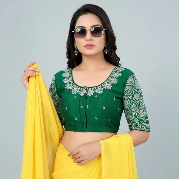 Green_Silk_Embroidered_Padded_Blouse_For_Women