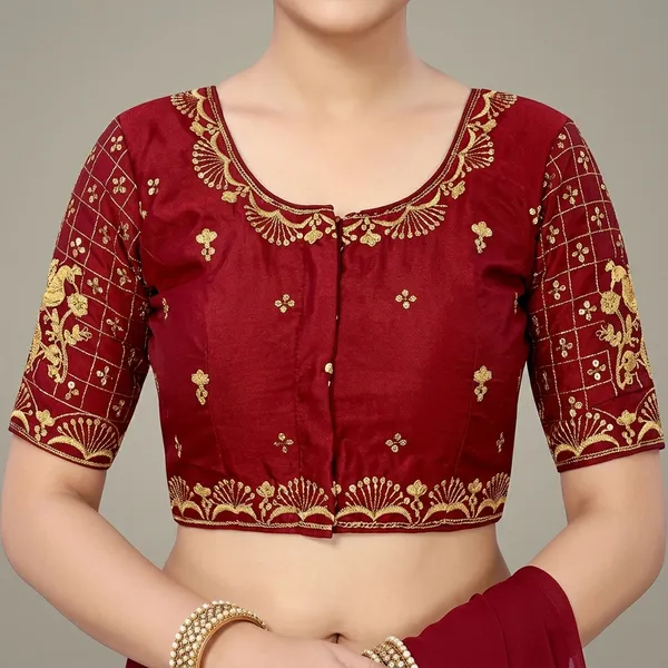 Maroon_Silk_Padded_Blouse_For_Women