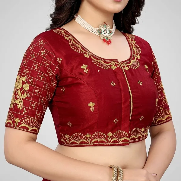 Maroon_Silk_Padded_Blouse_For_Women