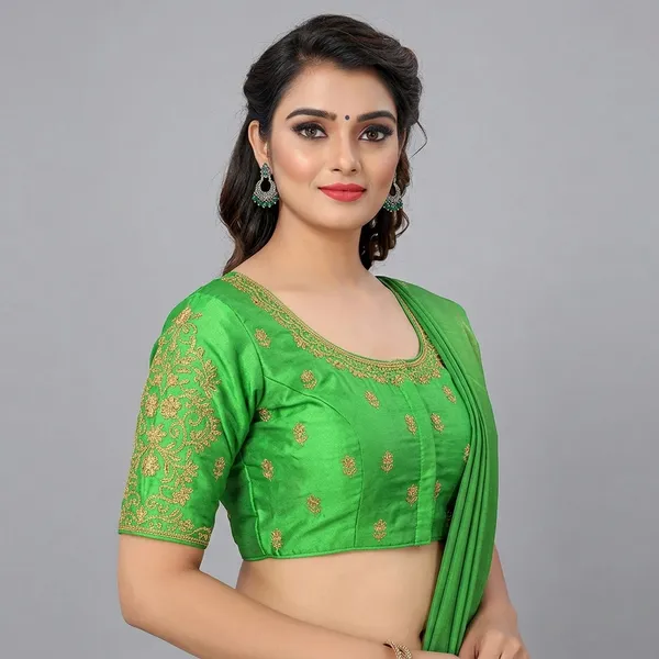 Mint_Green_Silk_Padded_Floral_Embroidered_Blouse_For_Women