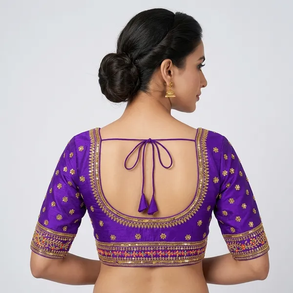 Purple_Silk_Round_Neck_Embroidered_Blouse_For_Women