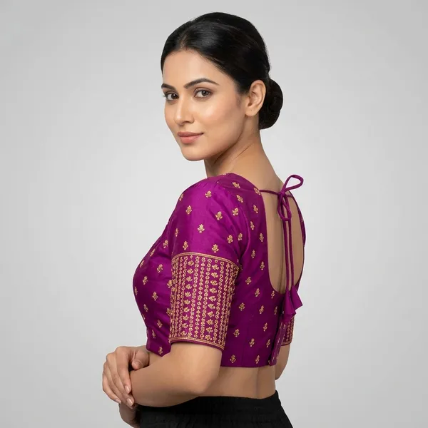 Purple_Silk_Round_Neck_Embroidered_Blouse_For_Women