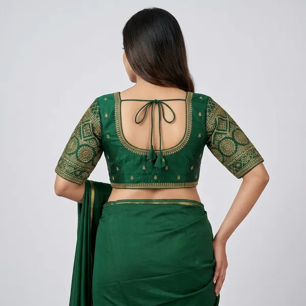 Green_Silk_Embroidered_Padded_Blouse_For_Women