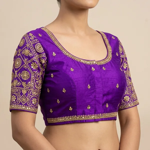 Purple_Silk_Padded_Embellished_Blouse_For_Women