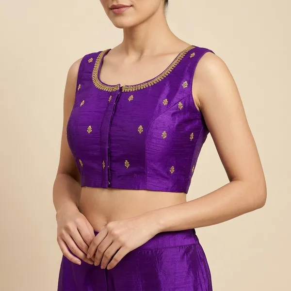 Purple_Silk_Embroidered_Round_Neck_Blouse_For_Women