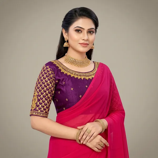 Pink_Silk_Embroidered_Round_Neck_Blouse_For_Women