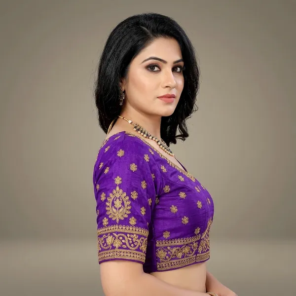 Purple_Silk_Padded_Hook_Closure_Blouse_For_Women