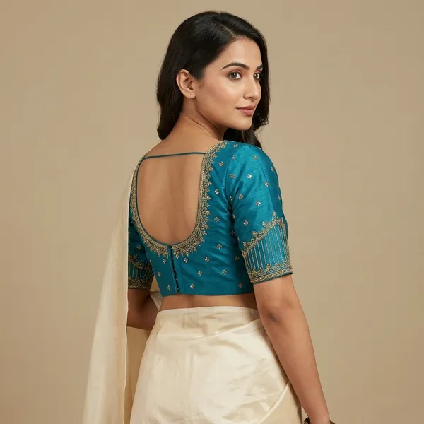 Green_Silk_Embroidered_Padded_Blouse_For_Women