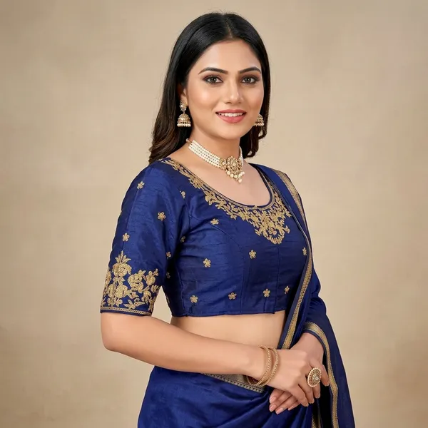 Blue_Silk_Mid_Scoop_Neck_Embroidered_Blouse_For_Women